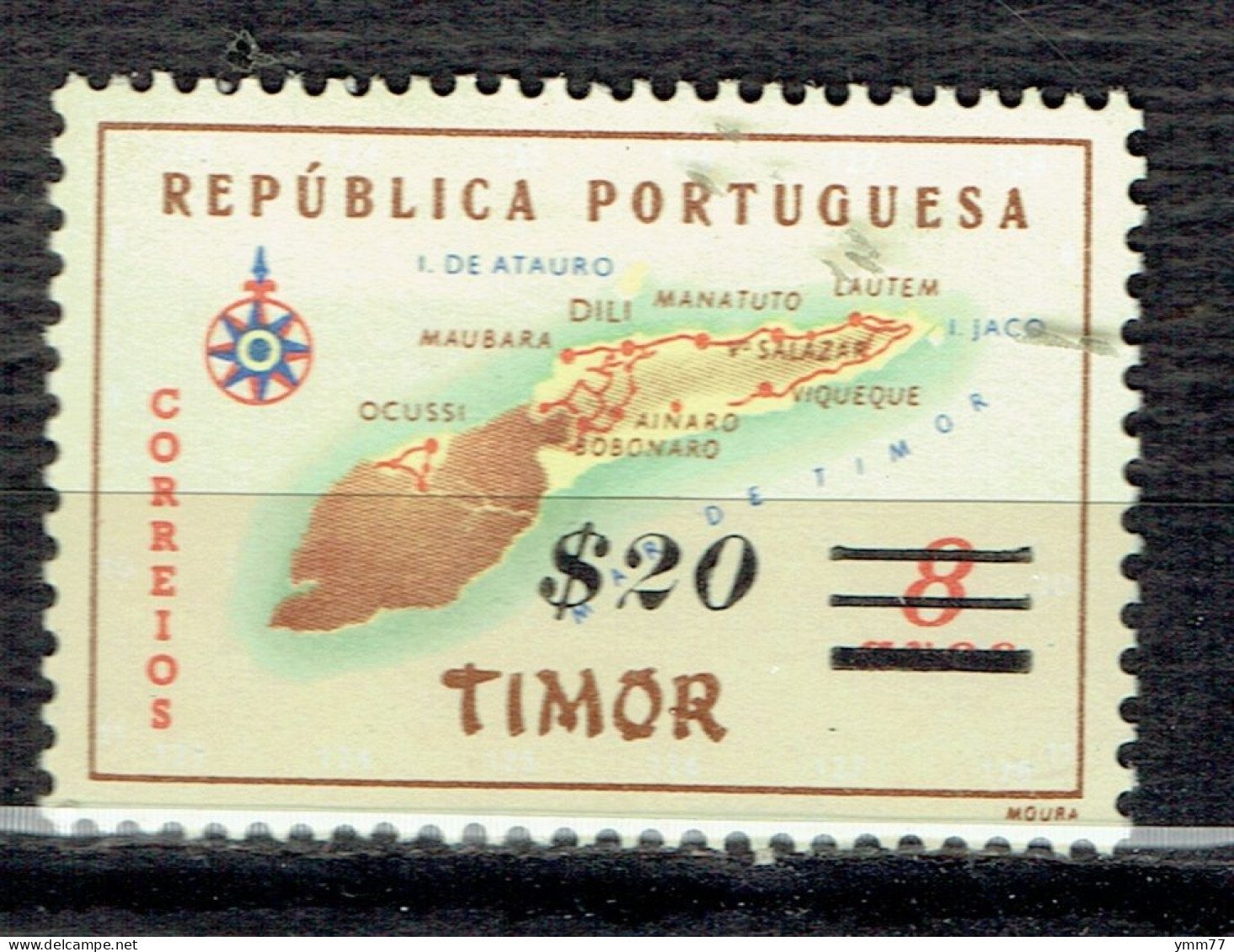 Série Courante Surchargée : Carte De L'île - Timor