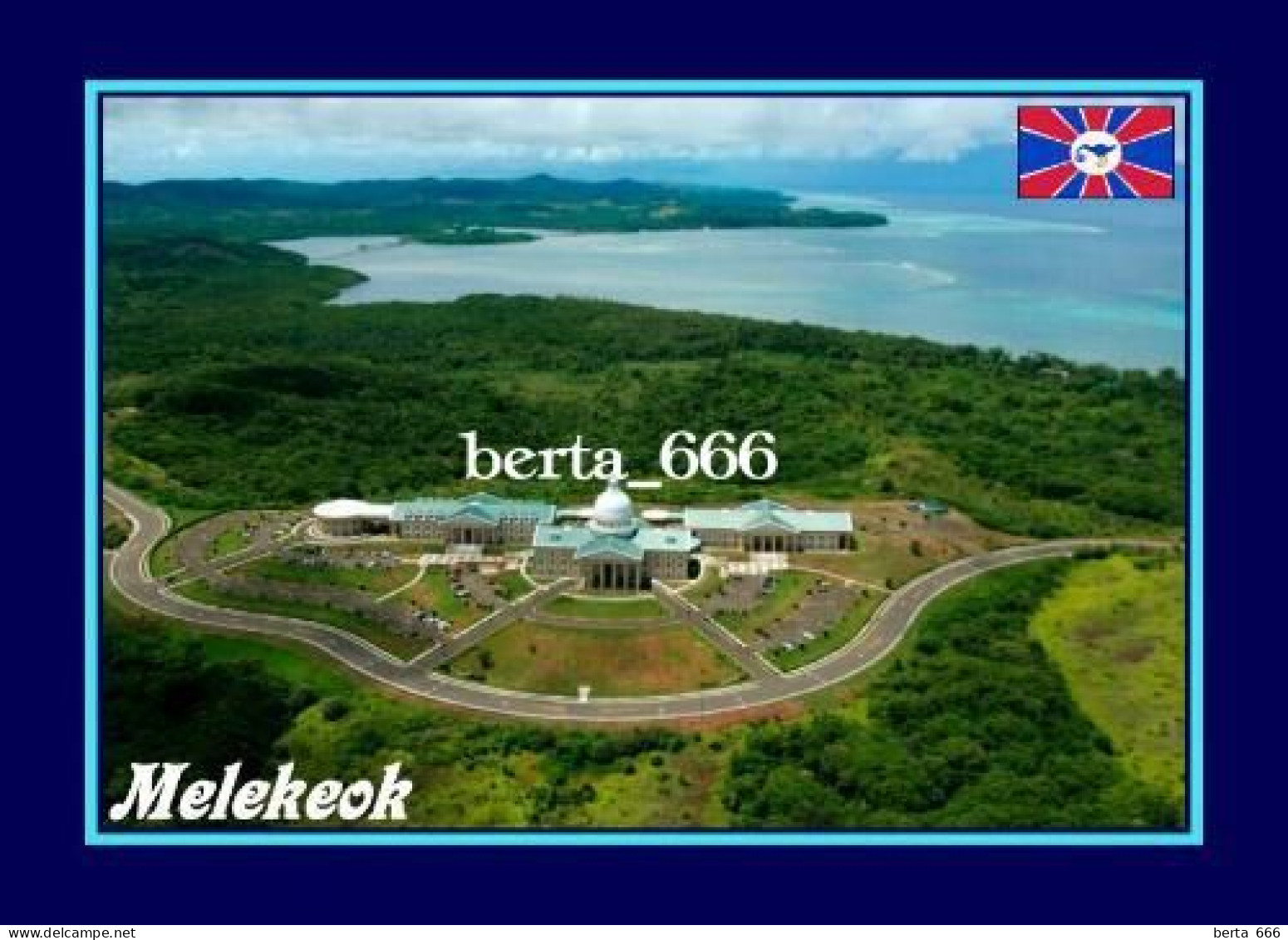 Palau Melekeok Capitol Aerial View New Postcard - Palau