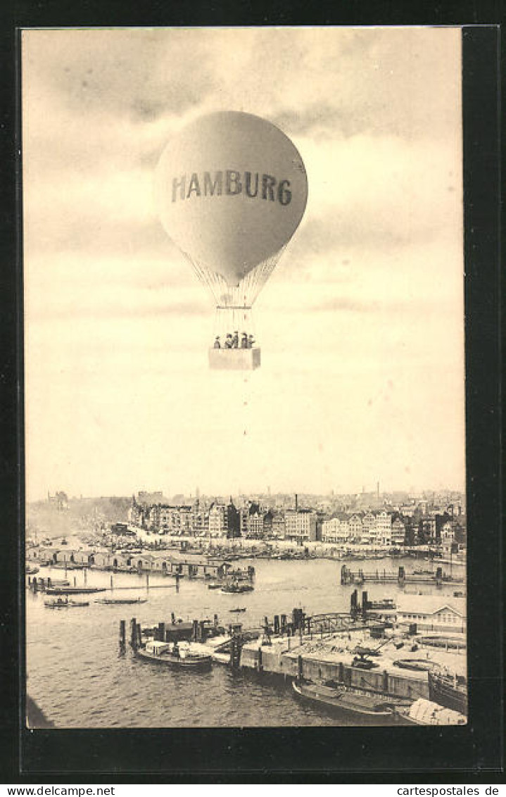 AK Hamburg, Ballonflug über Den Hamburger Hafen  - Montgolfières