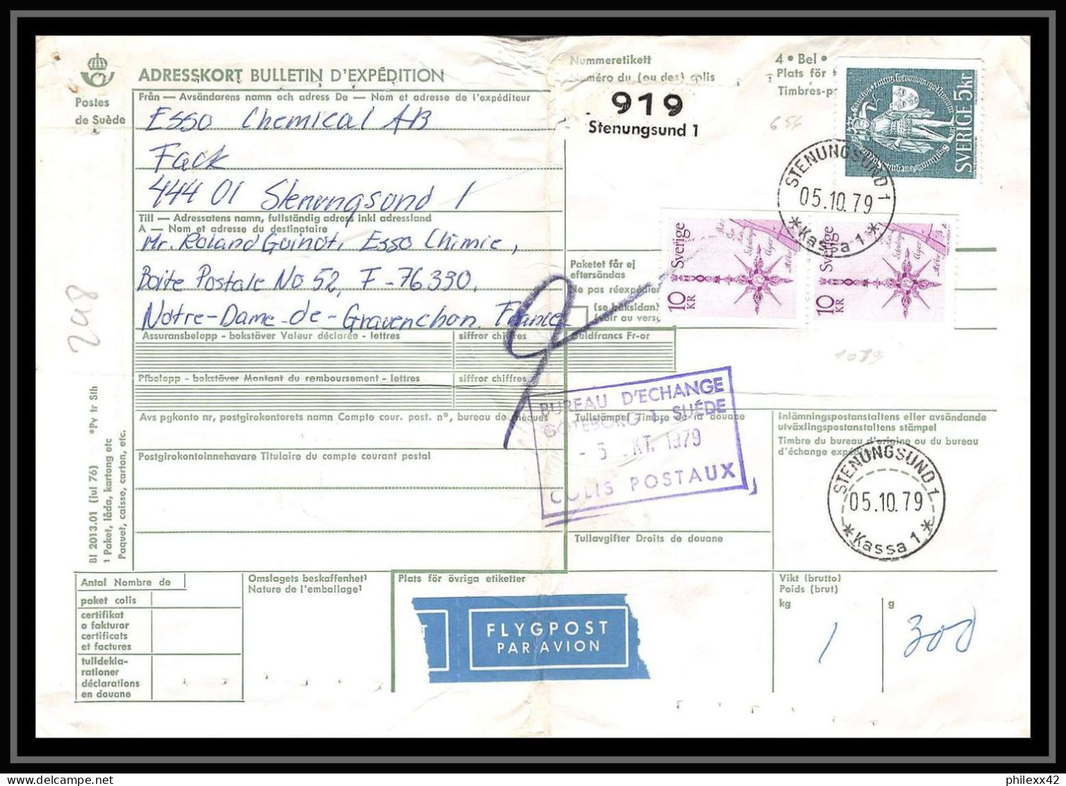 54226 1977 Bulletin D'expedition Suède Sweden - Briefe U. Dokumente