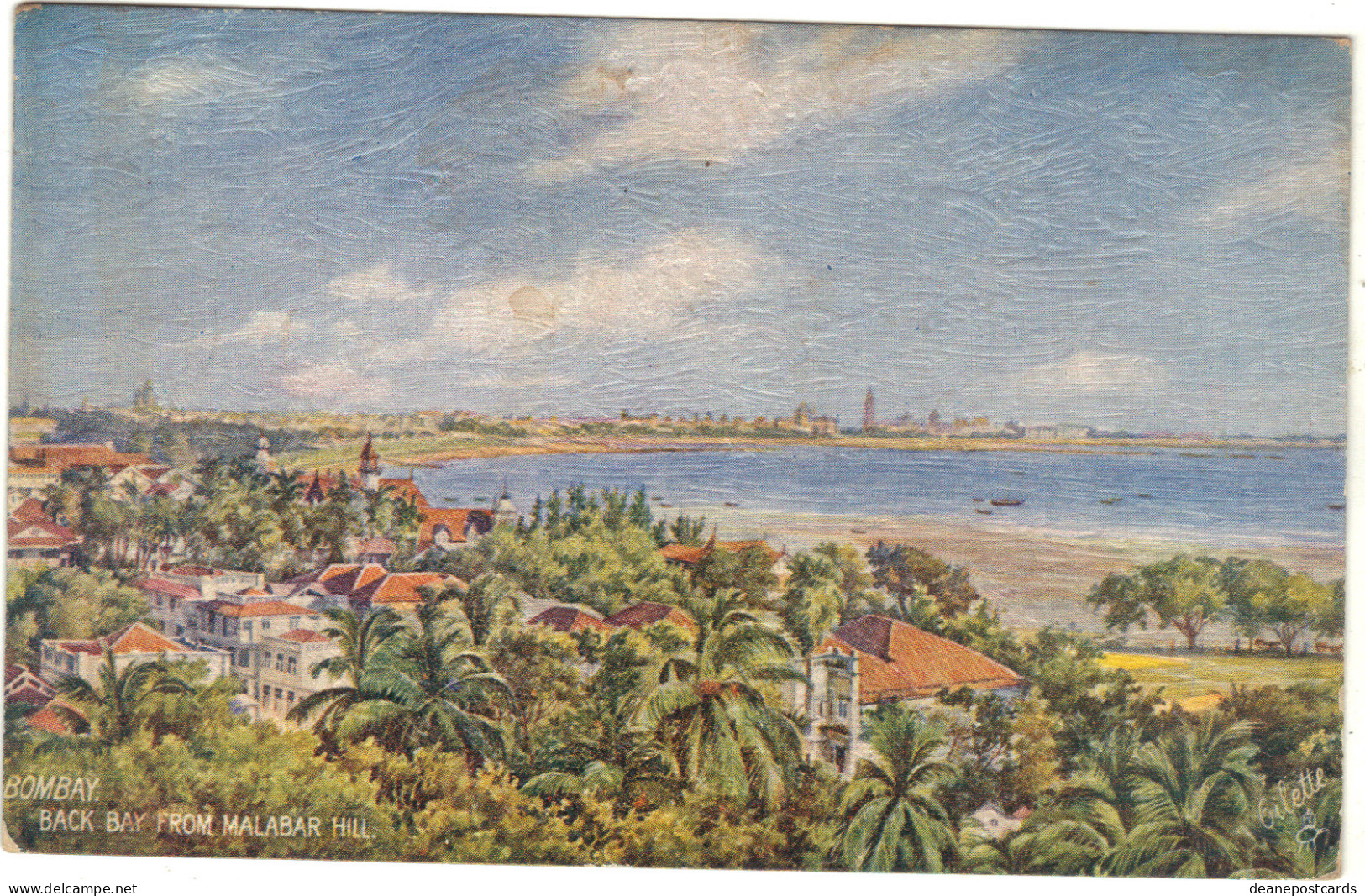 India - Bombay Back Bay From Malabar Hill, Artist Drawn, Pub Tuck - Indien