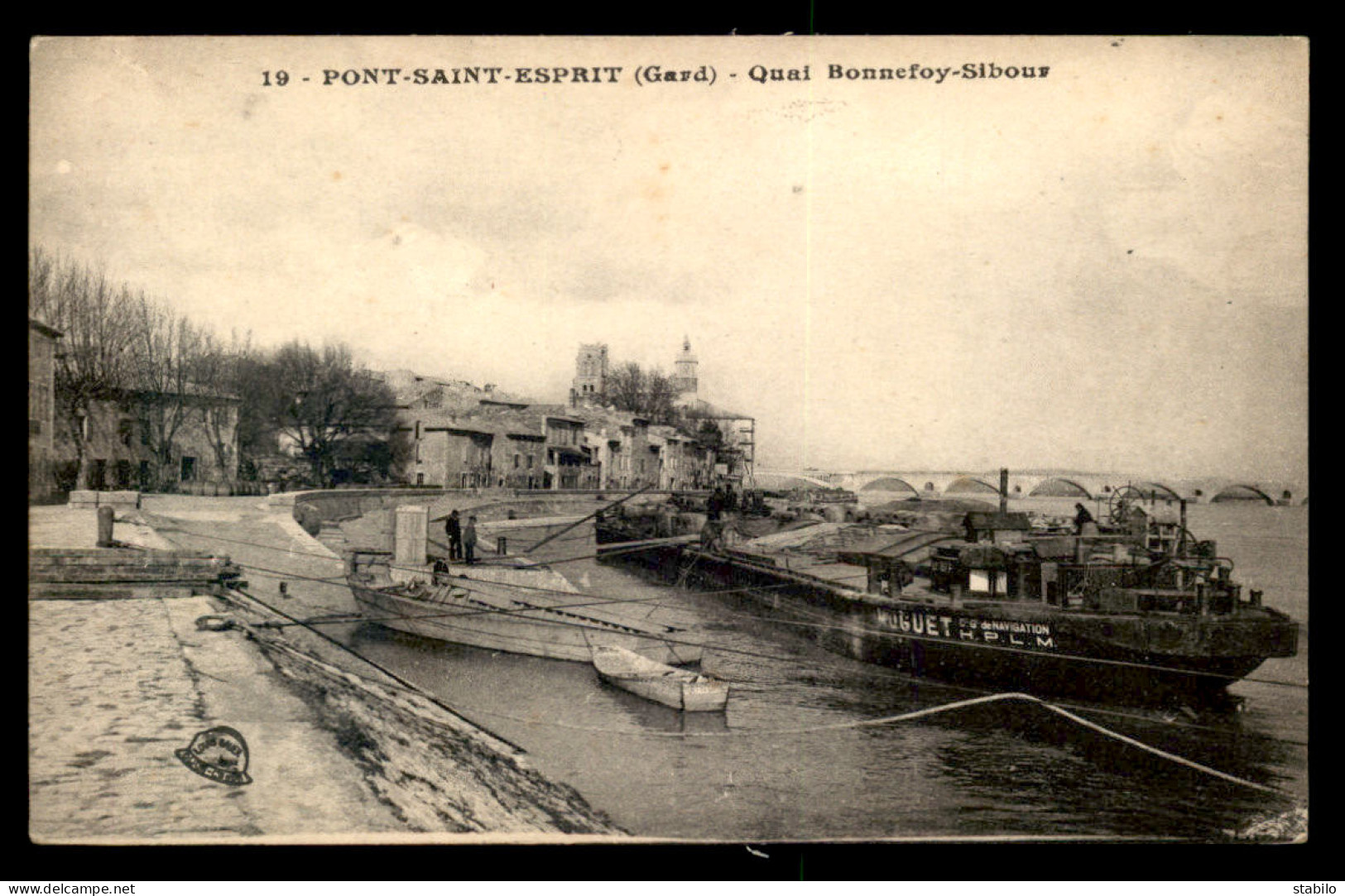 30 - PONT-SAINT-ESPRIT - QUAI BONNEFOY-SIBOUR - PENICHE "MUGUET" CIE DE NAVIGATION H.P.L.M. - Pont-Saint-Esprit