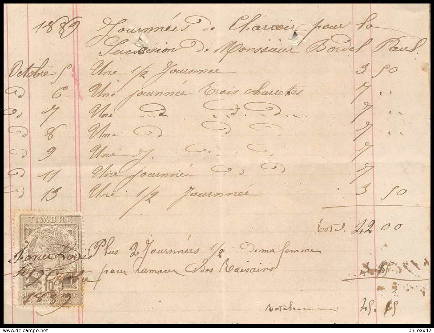 51095 Quittances Y&t N°6 Syracusaine 1889 Timbre Fiscal Fiscaux Sur Document - Covers & Documents