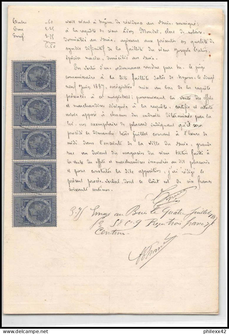 51073 Document De 16 Pages Copies Dimension Y&t N°9 Syracusaine X5 1887 Drome Buis-les-Baronnies Timbre Fiscal Fiscaux - Storia Postale
