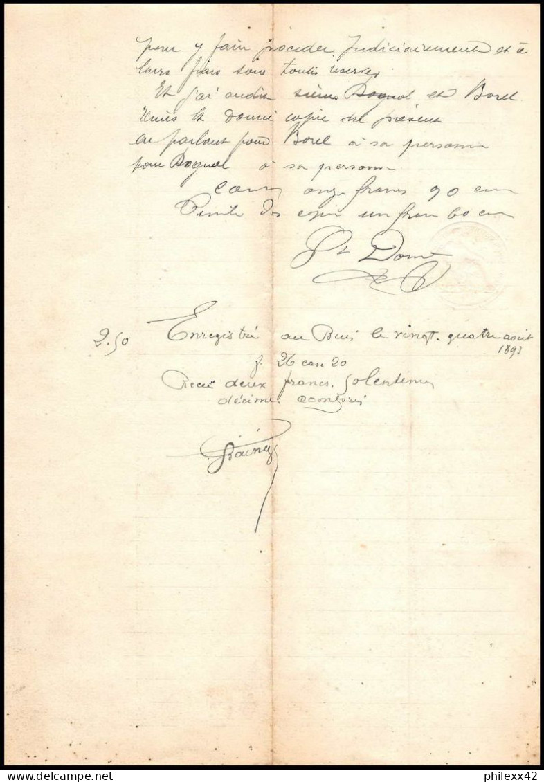 51061 Drome Buis-les-Baronnies Copies Dimension Y&t N°10 TB Syracusaine 1893 Timbre Fiscal Fiscaux Sur Document - Lettres & Documents