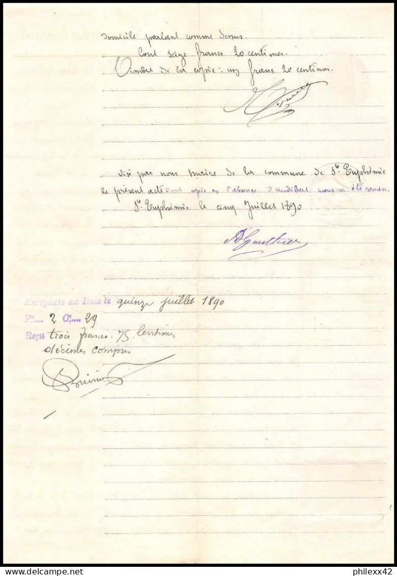 51055 Drome Buis-les-Baronnies Copies Dimension Y&t N°11 TB Syracusaine 1890 Timbre Fiscal Fiscaux Sur Document - Cartas & Documentos