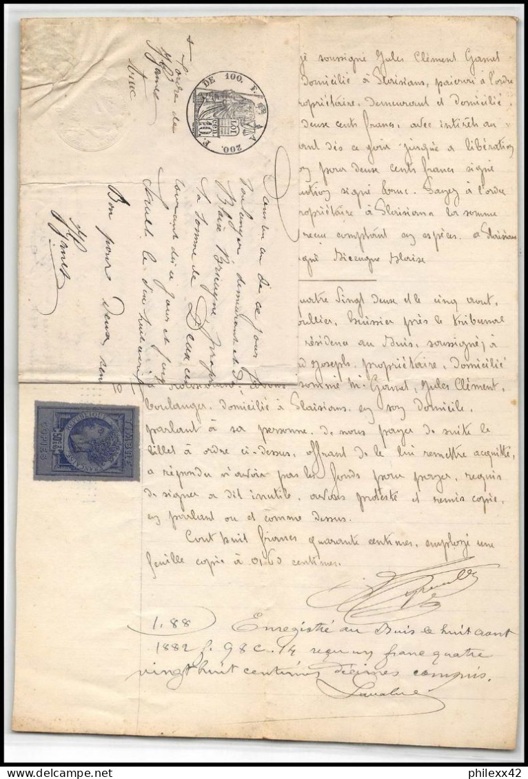 51045 Drome Rochebrune Copies Dimension Y&t N°5 Syracusaine 1882 Timbre Fiscal Fiscaux Sur Document - Cartas & Documentos