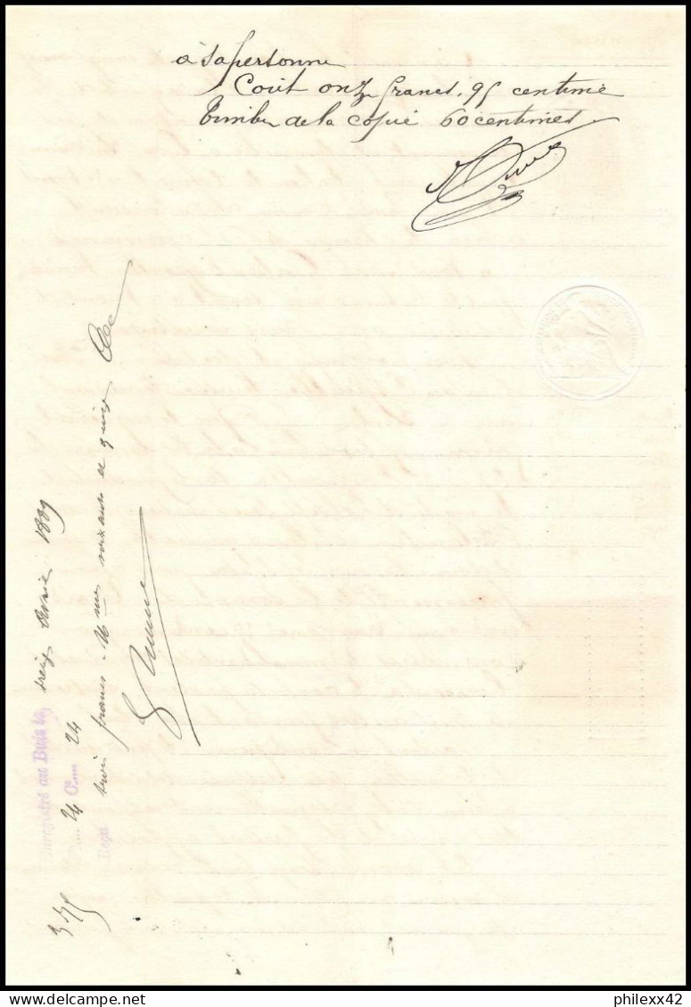 51016 Drome Buis-les-Baronnies Copies Dimension Y&t N°9 Syracusaine 1889 TB Timbre Fiscal Fiscaux Sur Document - Storia Postale