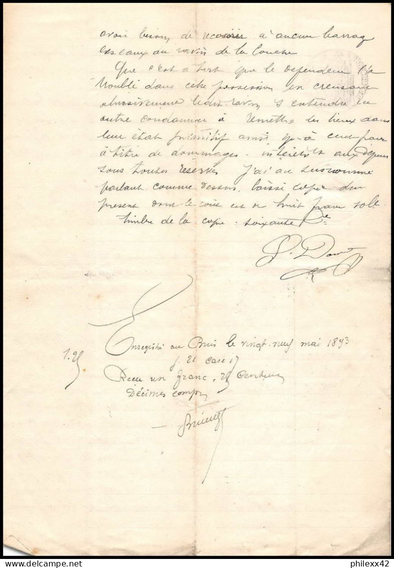 51011 Drome Buis-les-Baronnies Copies Dimension Y&t N°9 Syracusaine 1893 TB Timbre Fiscal Fiscaux Sur Document - Lettres & Documents