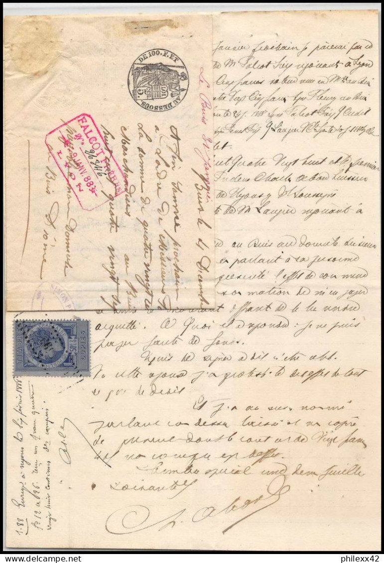 51004 Drome Nyons Buis-les-Baronnies Copies Dimension Y&t N°9 Syracusaine 1887 TB Timbre Fiscal Fiscaux Sur Document - Brieven En Documenten