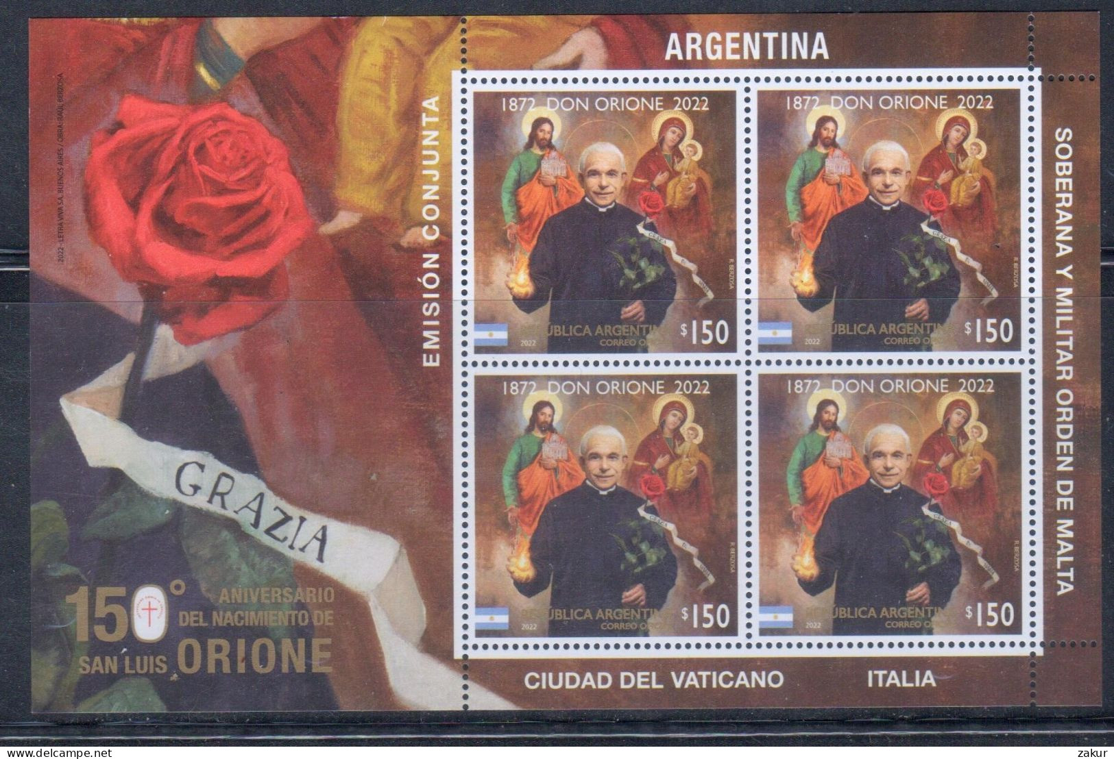 Argentina 2022 - Homenaje A Luis Orione - Emisión Conjunta - Unused Stamps