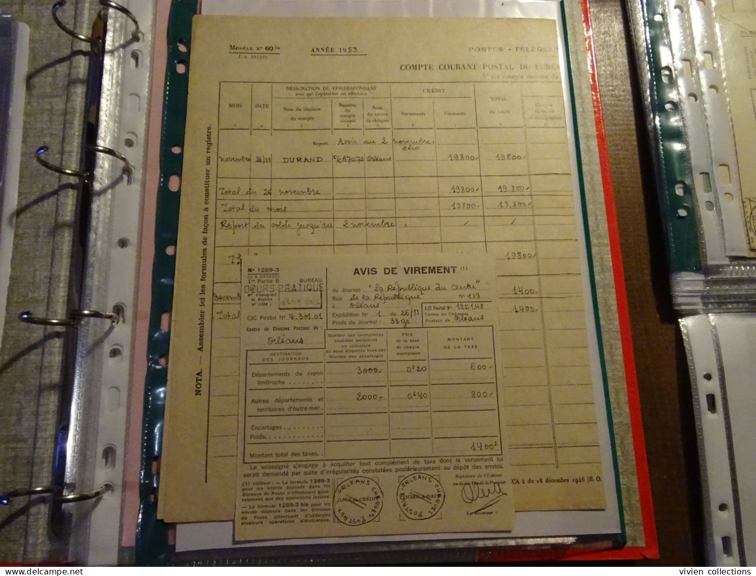 France Cours Pratique D'instruction Orléans 1953 Compte De La République Du Centre Journal Quotidien / Chèques Postaux - Corsi Di Istruzione