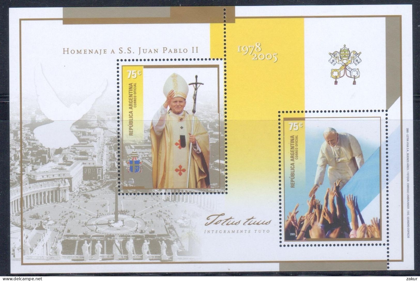 Argentina 2005 - Homenaje A SS Juan Pablo II - Unused Stamps