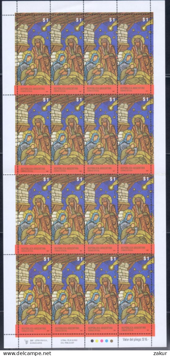 Argentina 2007 - Navidad - Plancha Completa - Unused Stamps