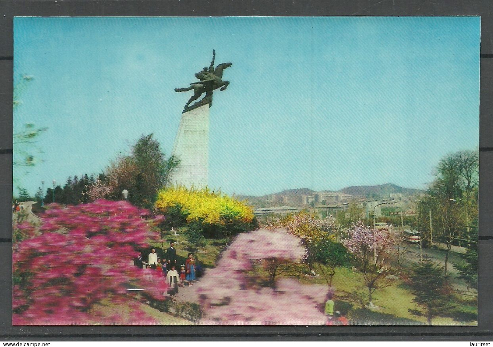 NORTH KOREA  - The Chollima Statue - Old 3D Postcard, Unused - Stereoscope Cards