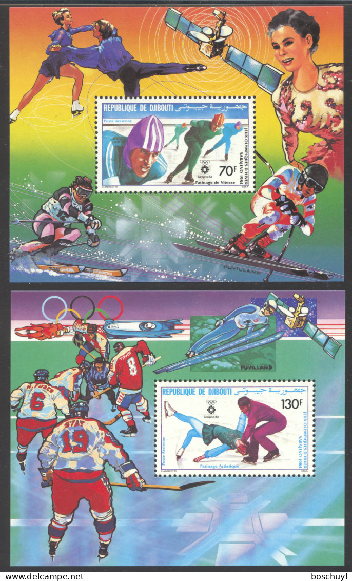 Djibouti, 1984, Olympic Winter Games Sarajevo, Sports, Ice Hockey, Skating, Skiing, Space, MNH, Michel Block 91-92A - Dschibuti (1977-...)