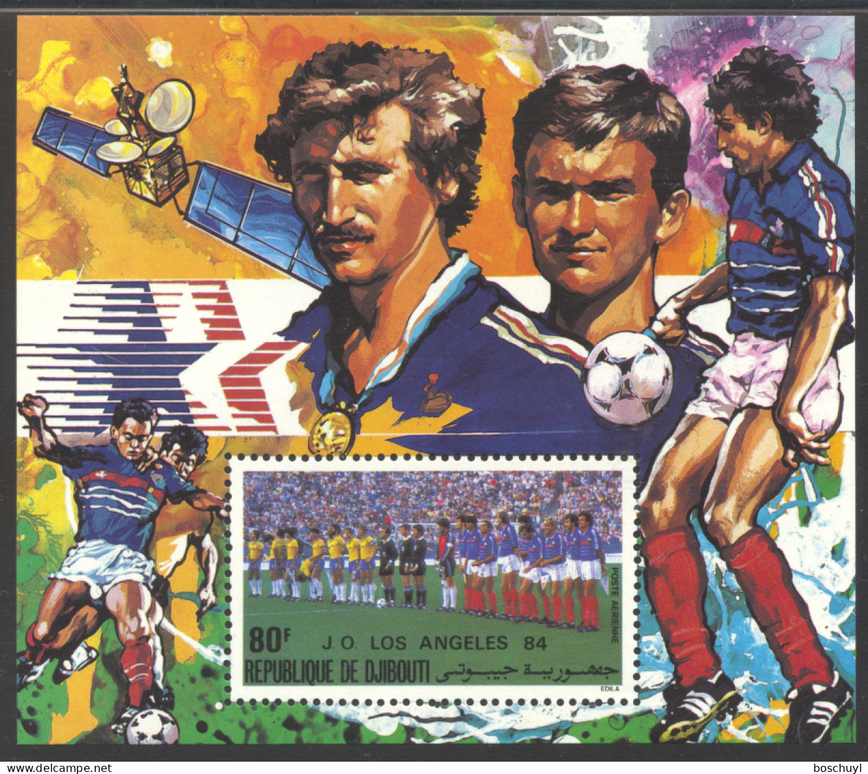 Djibouti, 1984, Olympic Summer Games Los Angeles, Sports, Soccer, Football, MNH, Michel Block 107A - Dschibuti (1977-...)