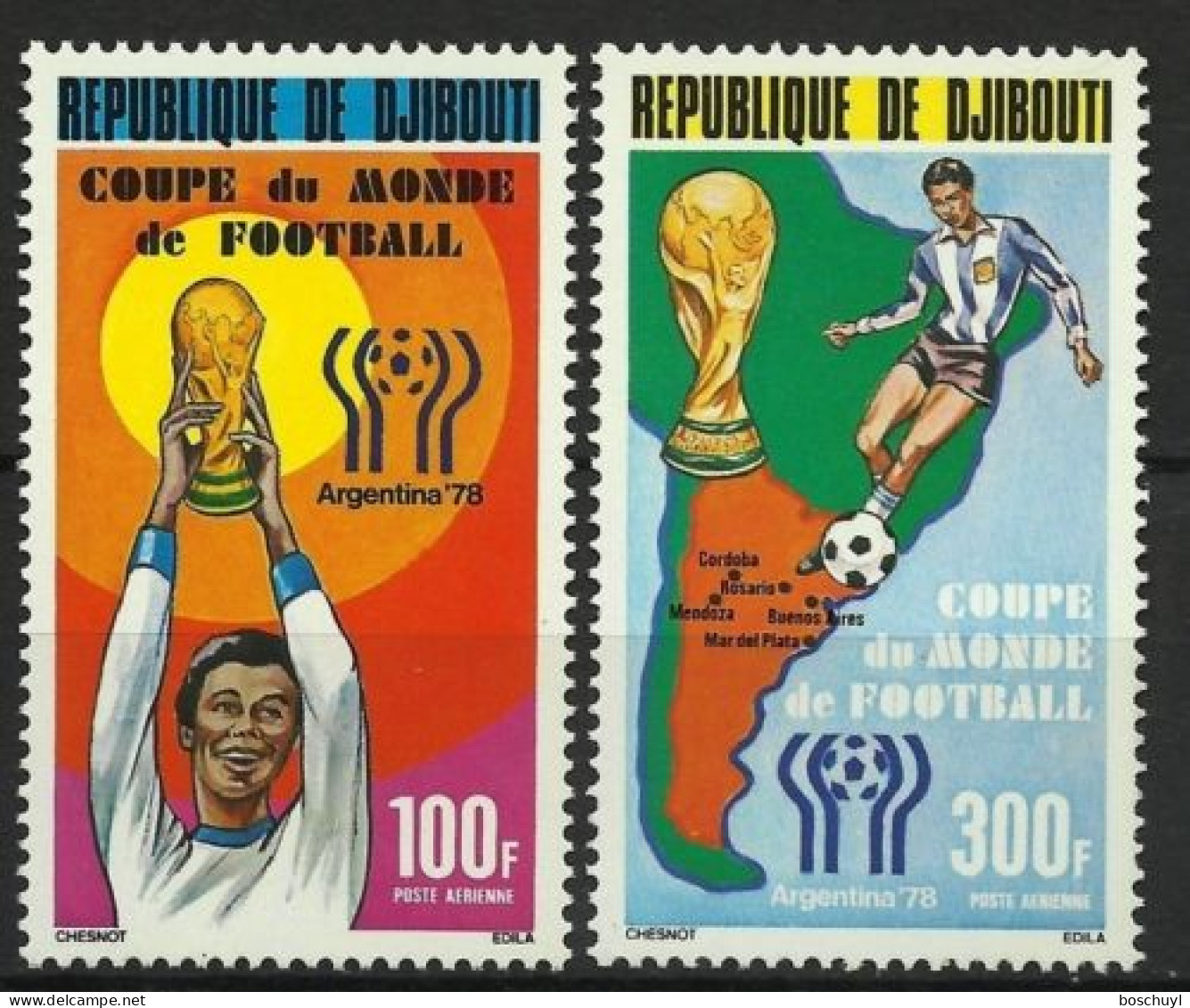 Djibouti, 1982, Soccer World Cup Argentina, Football, Sports, MNH, Michel 220-221 - Dschibuti (1977-...)