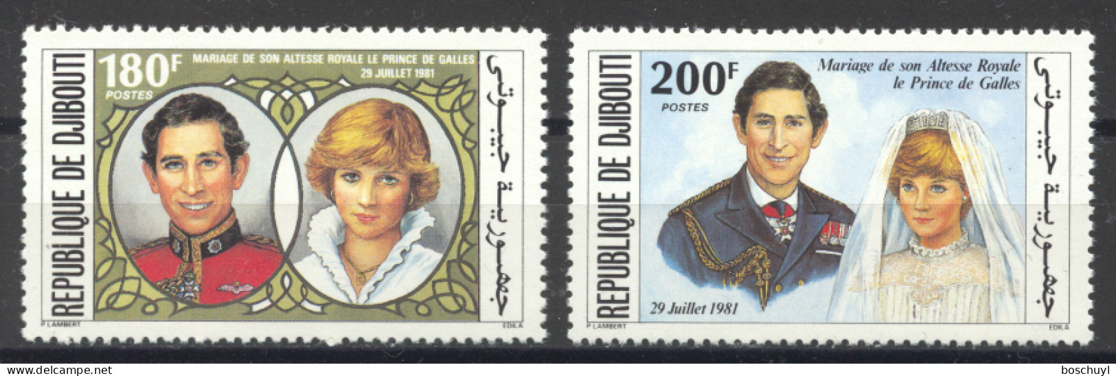Djibouti, 1981, Royal Wedding Prince Charles And Lady Diana, MNH, Michel 304-305 - Dschibuti (1977-...)
