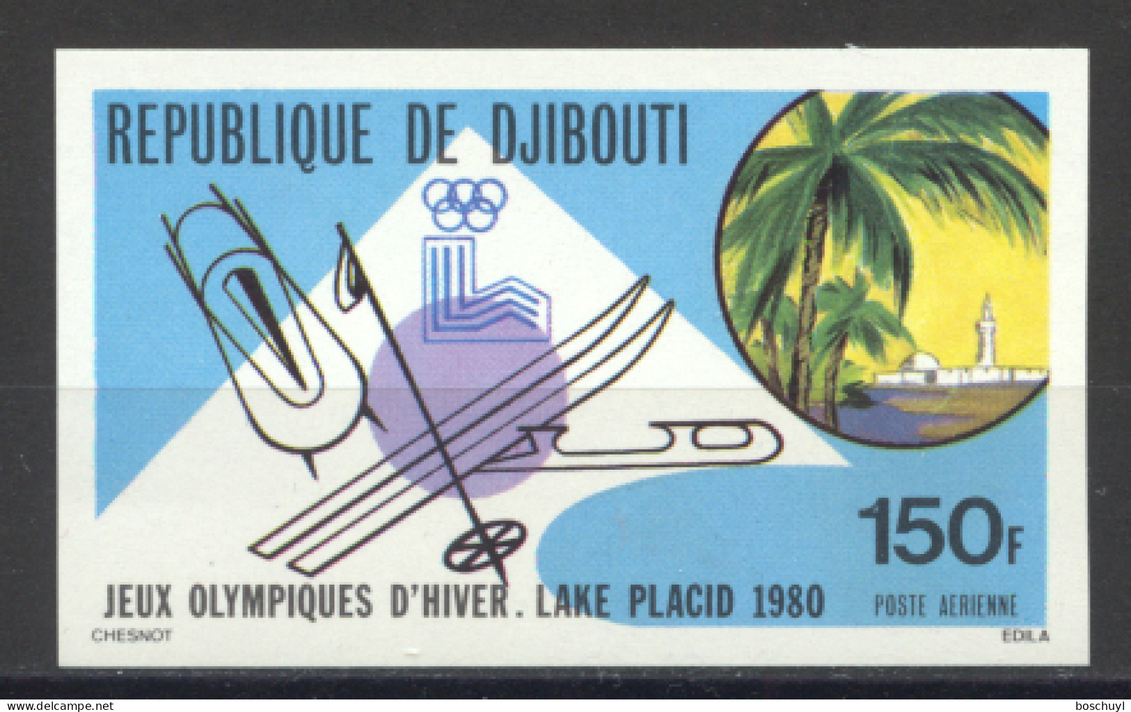 Djibouti, 1980, Olympic Winter Games Lake Placid, Sports, Imperforated, MNH, Michel 265B - Djibouti (1977-...)