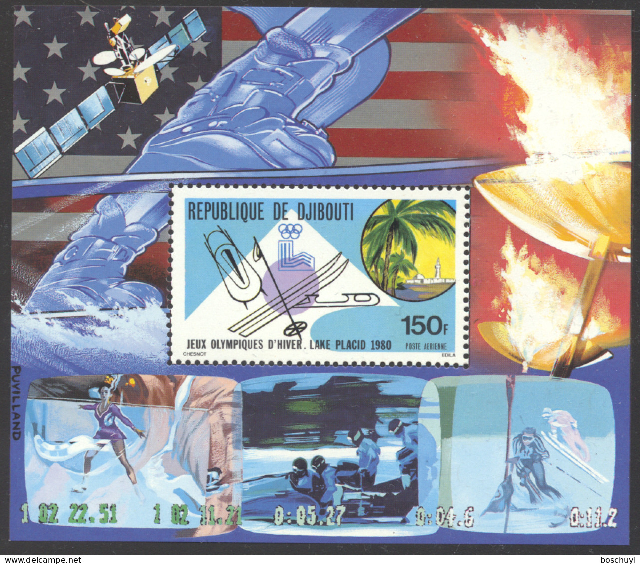 Djibouti, 1980, Olympic Winter Games Lake Placid, Sports, Space, MNH, Michel Block 12A - Dschibuti (1977-...)