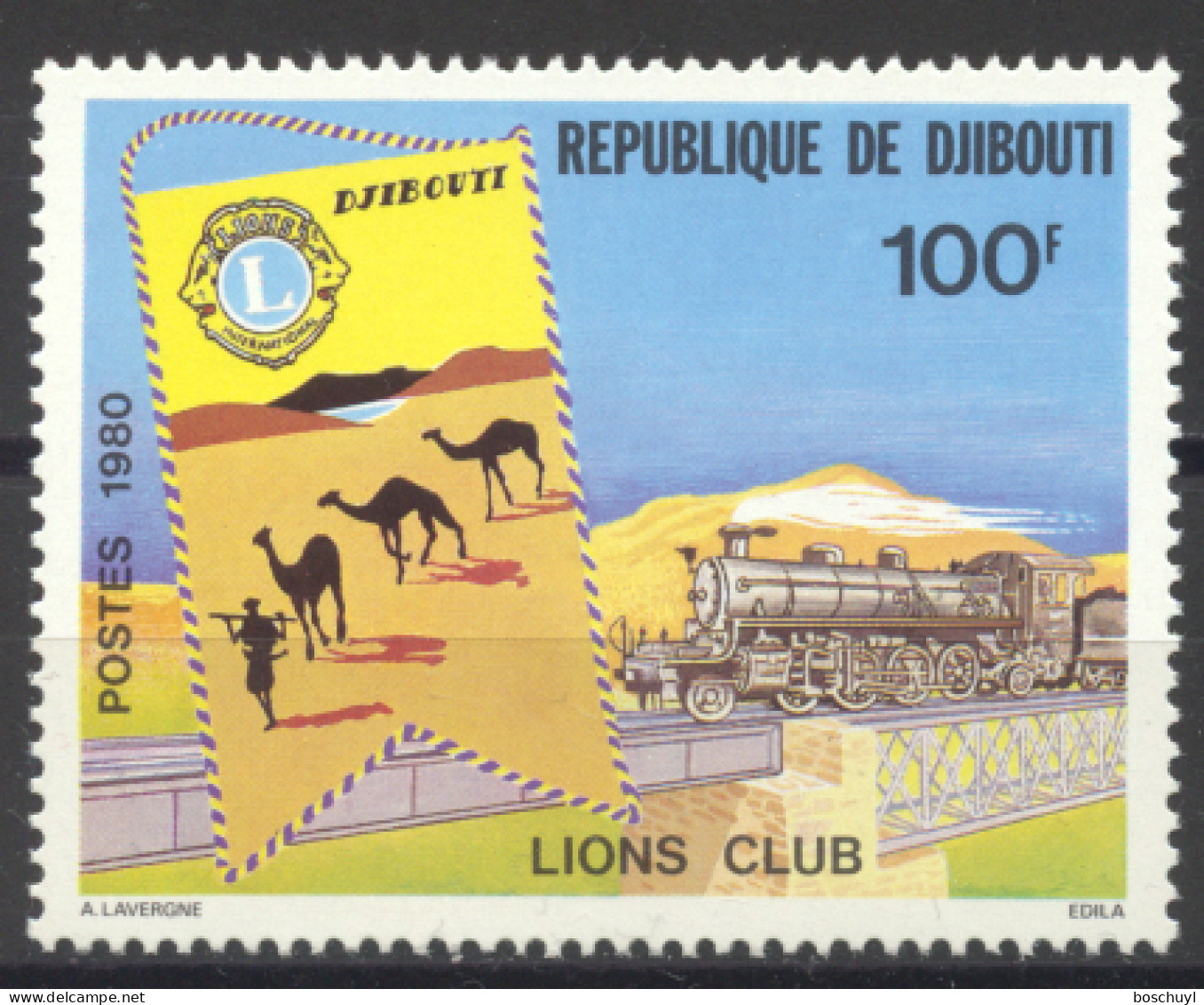 Djibouti, 1980, Lions Club, Service Club, Railway Bridge, MNH, Michel 267 - Djibouti (1977-...)