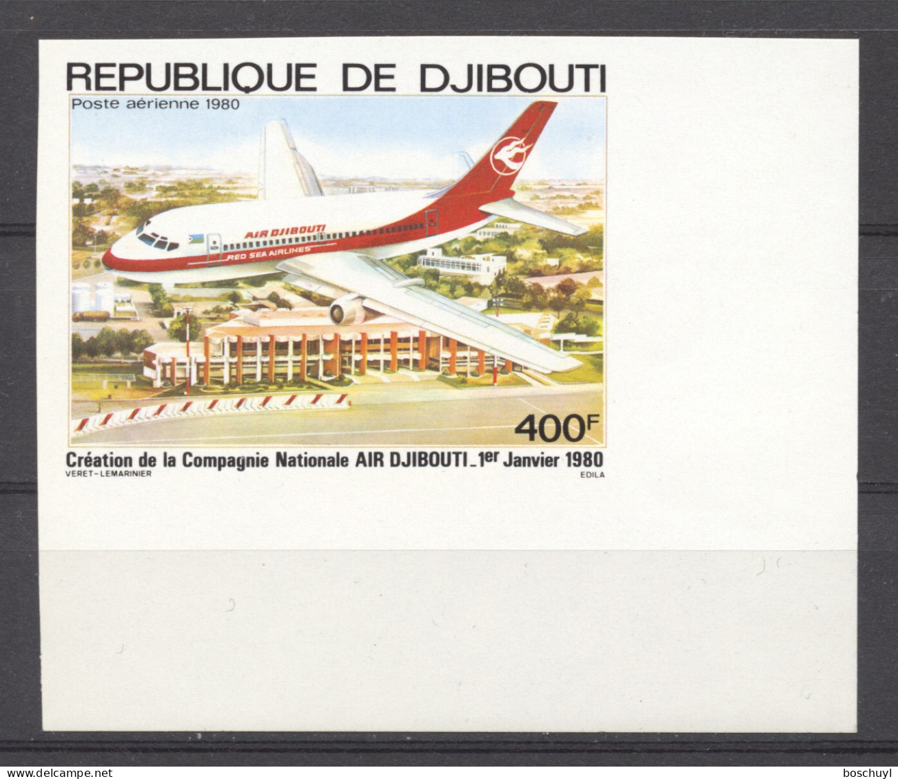 Djibouti, 1980, Air Djibouti, Airplane, Aviation, Imperforated, MNH, Michel 270B - Djibouti (1977-...)