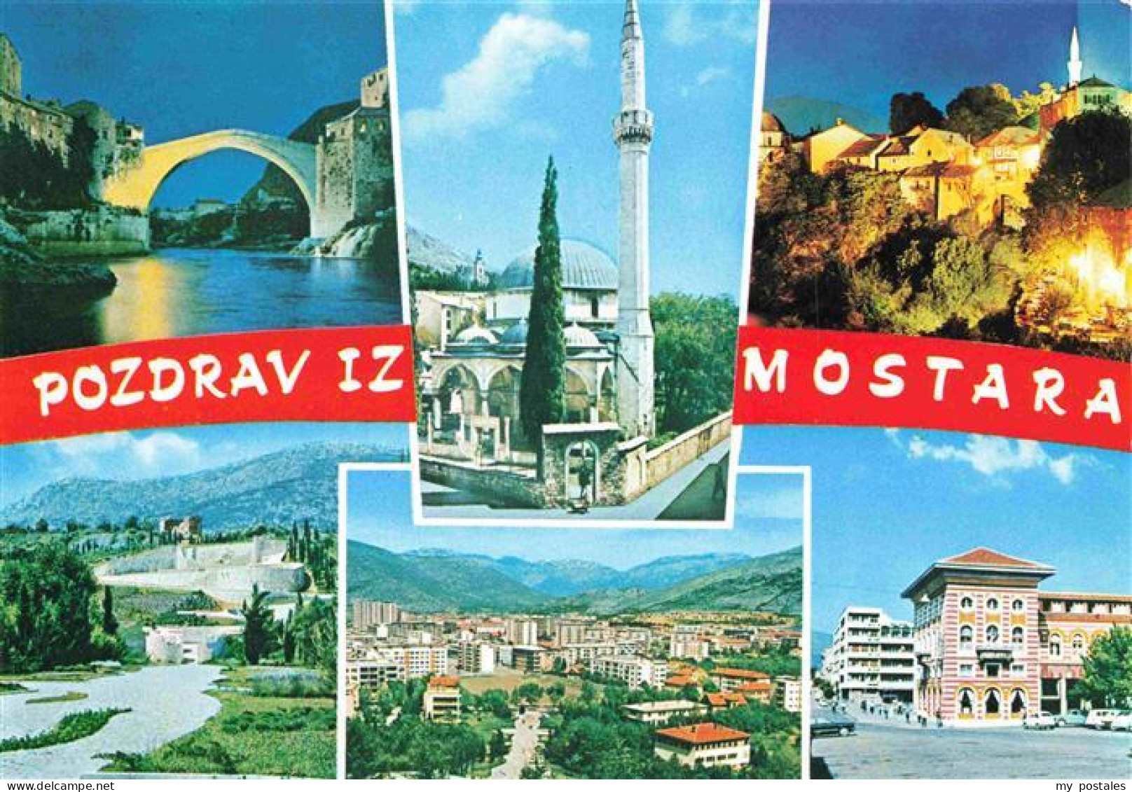 73970679 Mostar_Moctap_Bosnia_and_Herzegovina Bruecke Teilansichten Minaret Fels - Bosnie-Herzegovine