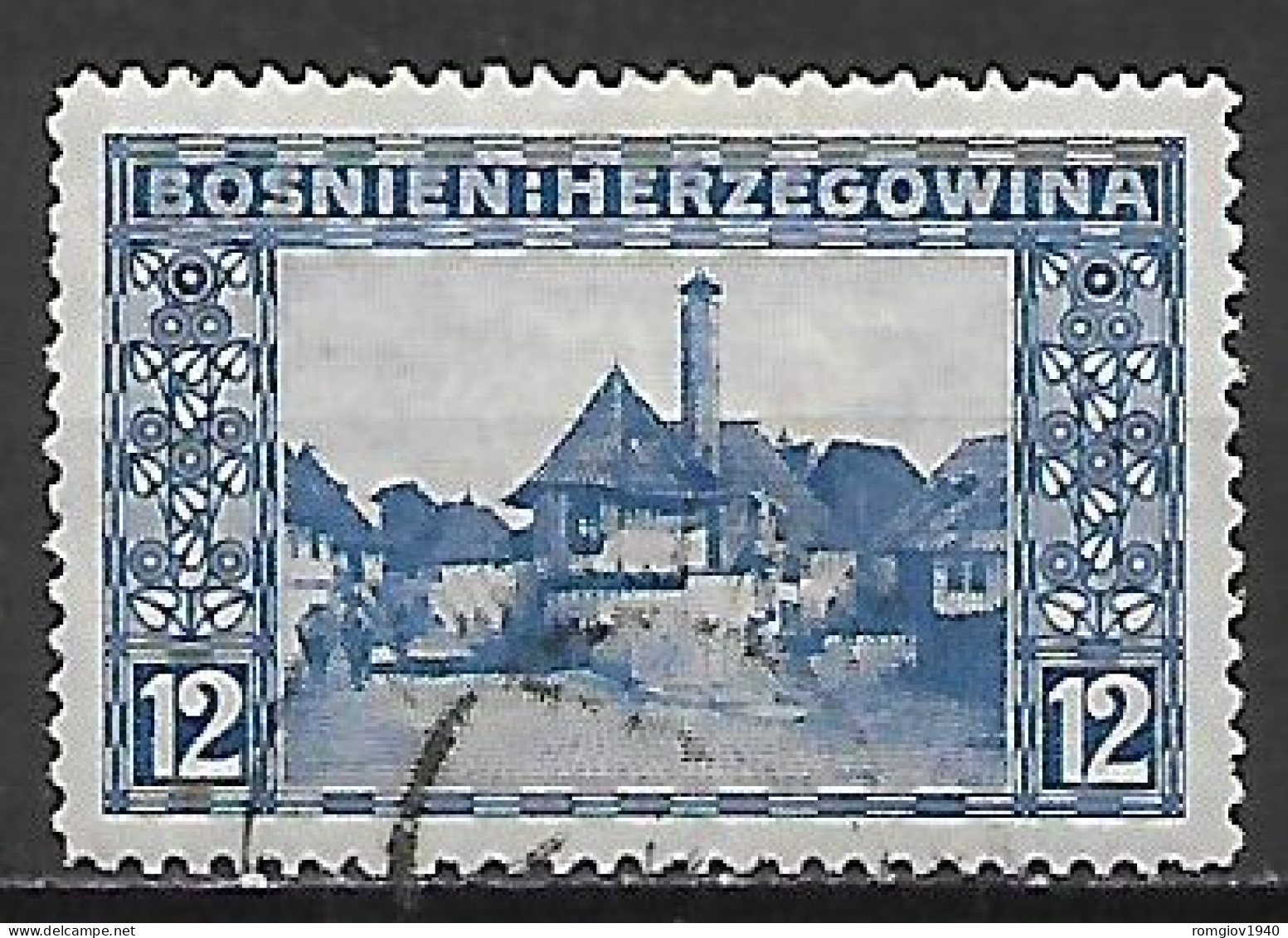 BOSNIA EZERGOVINA 1912 VALORE COMPLEMENTARE ALLA SERIE VEDUTE DEL 1905  UNIF. 61 USATO VF - Bosnie-Herzegovine