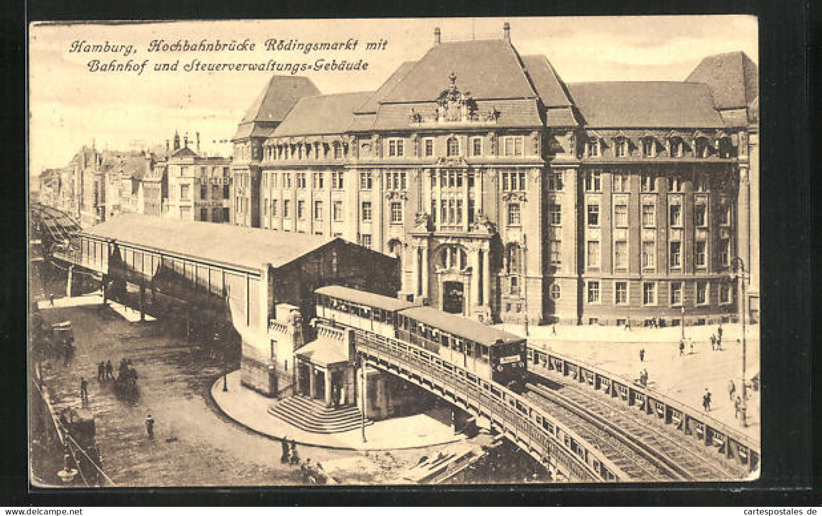 AK Hamburg, Hochbahnbrücke Rödingsmarkt Mit Bahnhof Und Steuerverwaltungs-Gebäude  - Metropolitana