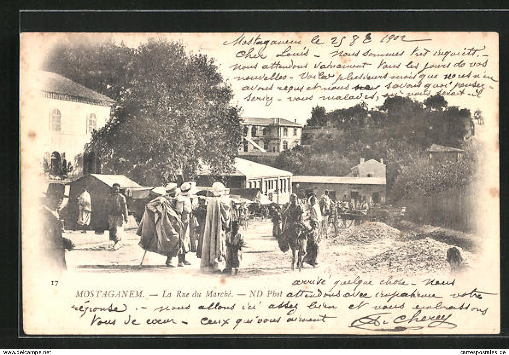 CPA Mostaganem, La Rue Du Marché, Vue De La Rue  - Mostaganem