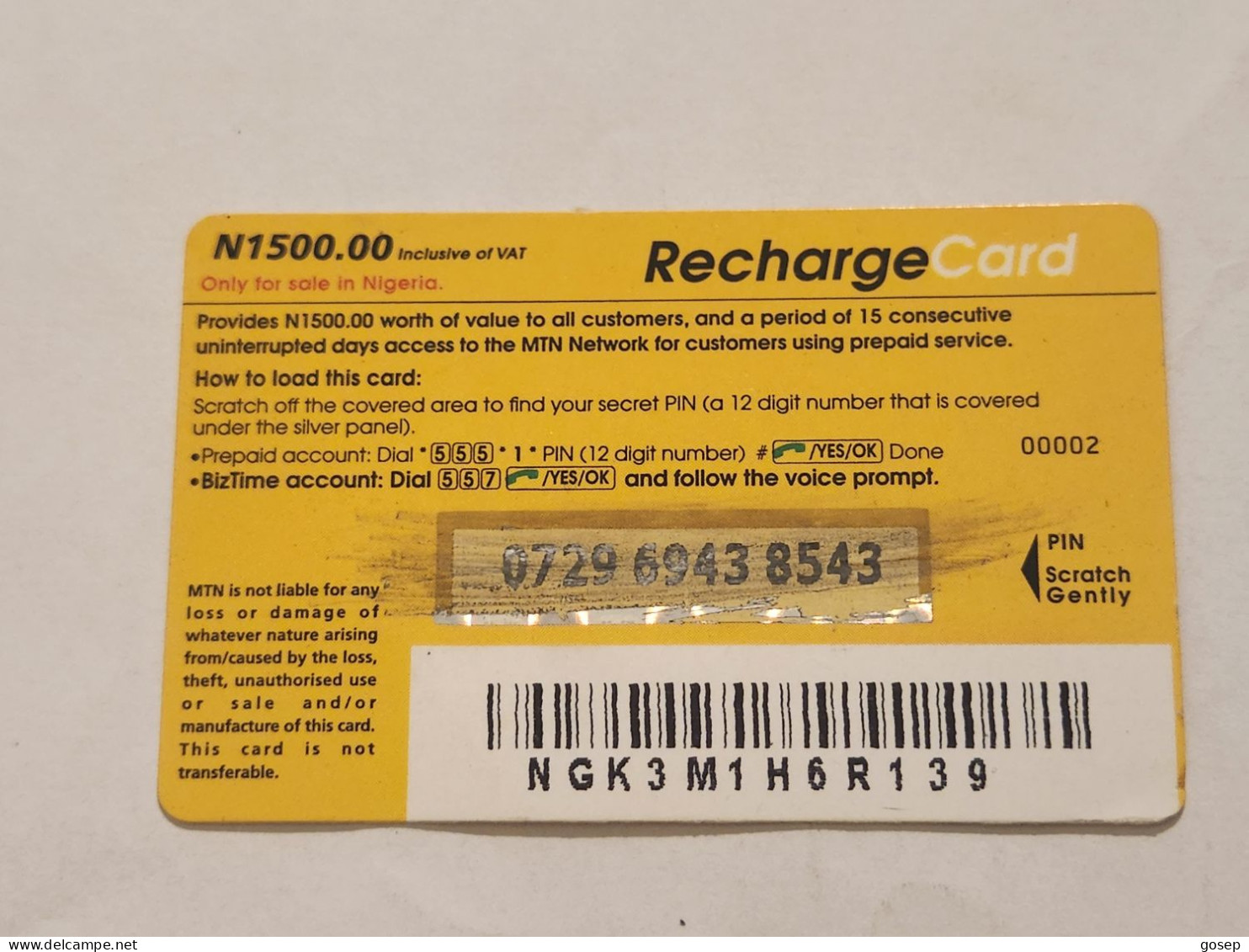 NIGERIA(NG-MTN-REF-0017E)-Father And Daughter-(70)-(0729-6943-8543)-(N1.500.00)-used Card - Nigeria