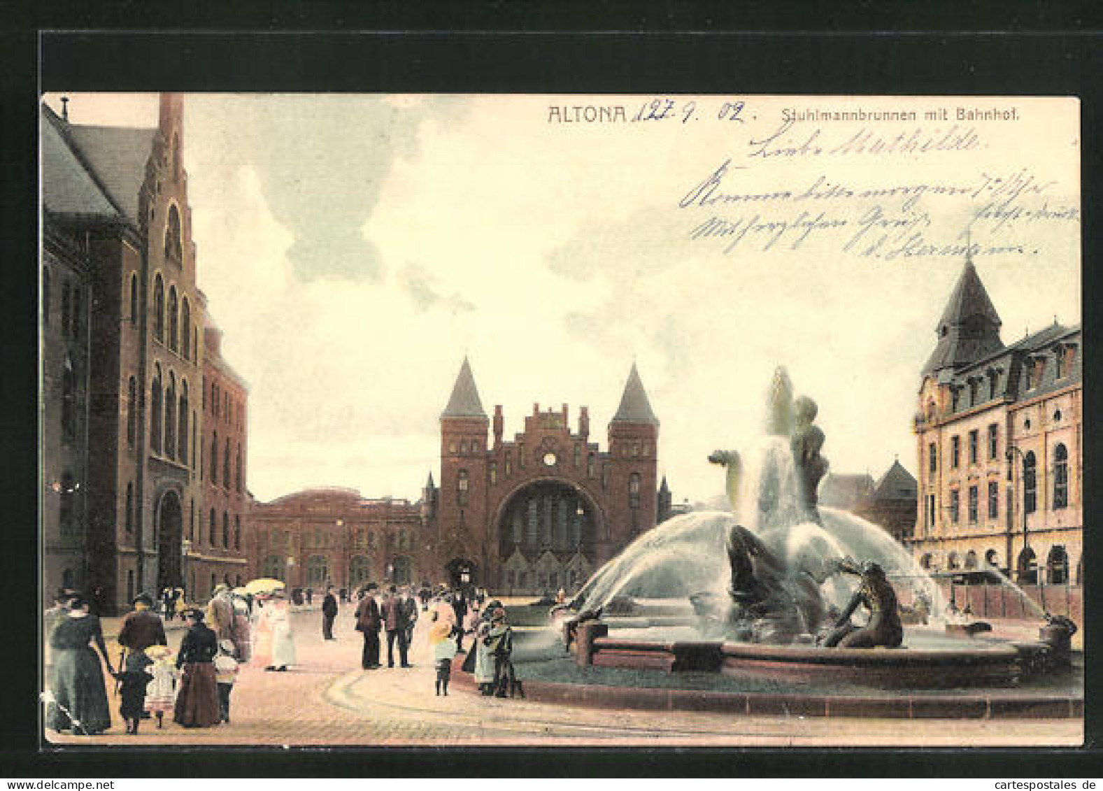 AK Hamburg-Altona, Stuhlmannbrunnen Mit Bahnhof  - Altona