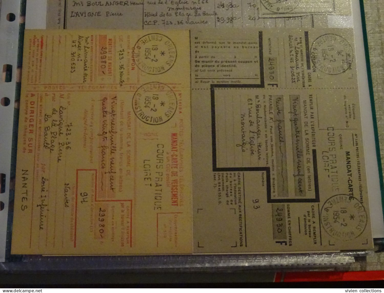 France Cours Pratique D'instruction Orléans 1954 Demande Et Remboursement Par Mandat ébéniste Pour La Baule Et Montargis - Corsi Di Istruzione