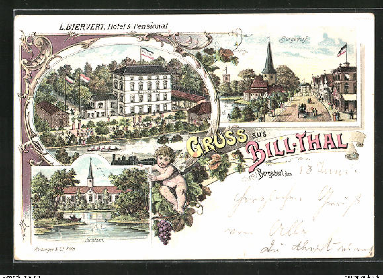 Lithographie Hamburg-Bergedorf, Hotel & Pensionat Bill-Thal L.Biervert  - Bergedorf