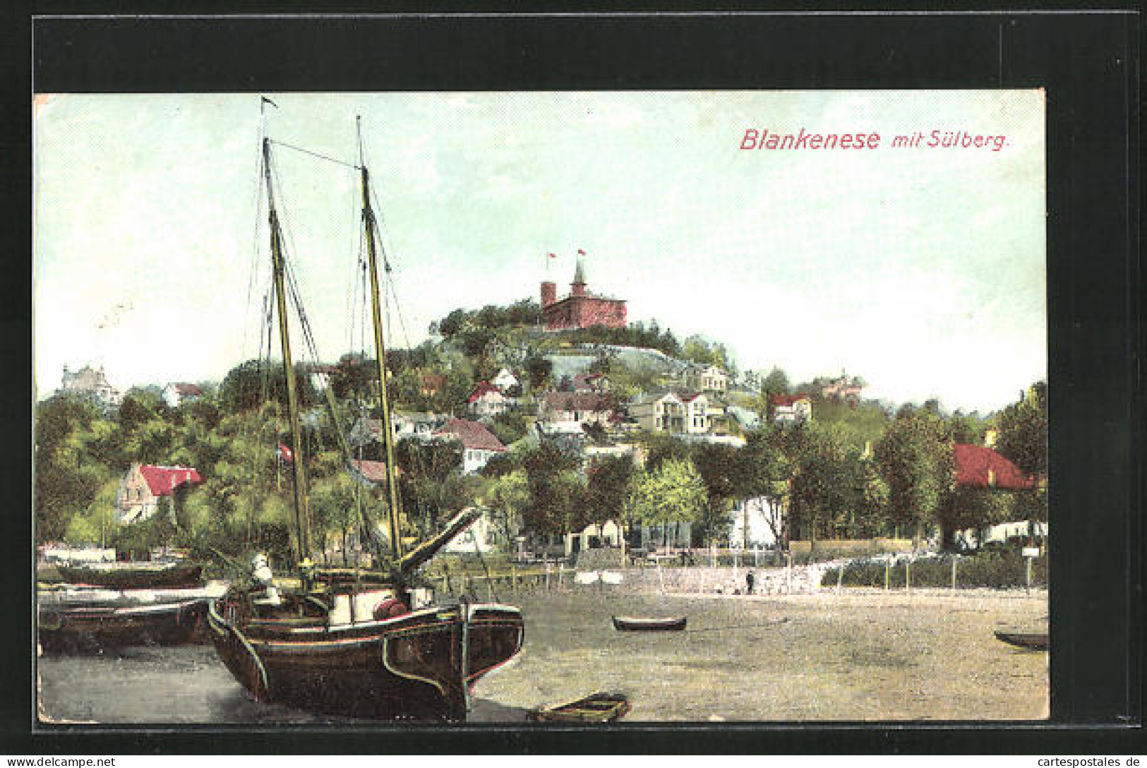 AK Hamburg-Blankenese, Ortsansicht Mit Blick Auf Segelboot Und Den Sülberg  - Blankenese