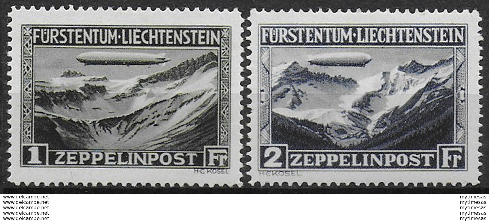 1931 Liechtenstein Aerea 2v. MNH Unificato A N. 7/8 - Other & Unclassified