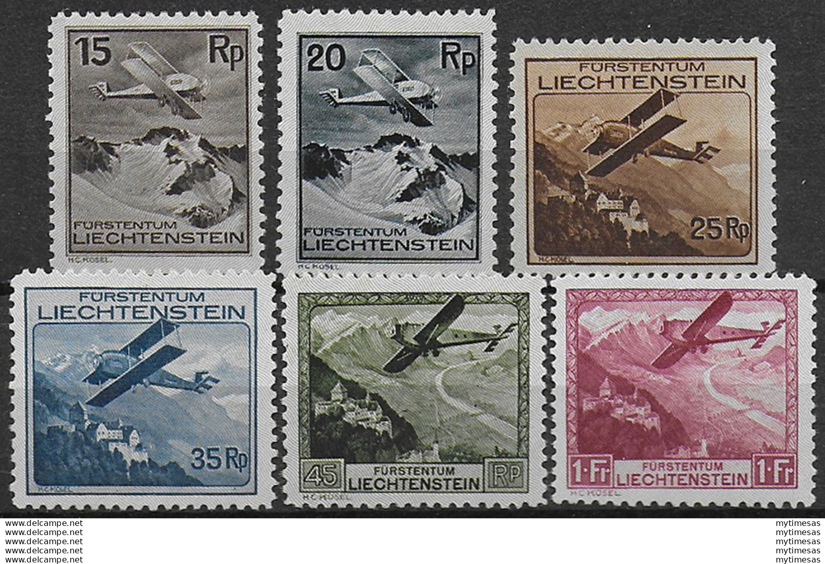 1930 Liechtenstein Aerea 6v. MNH Unificato N. A 1/6 - Other & Unclassified