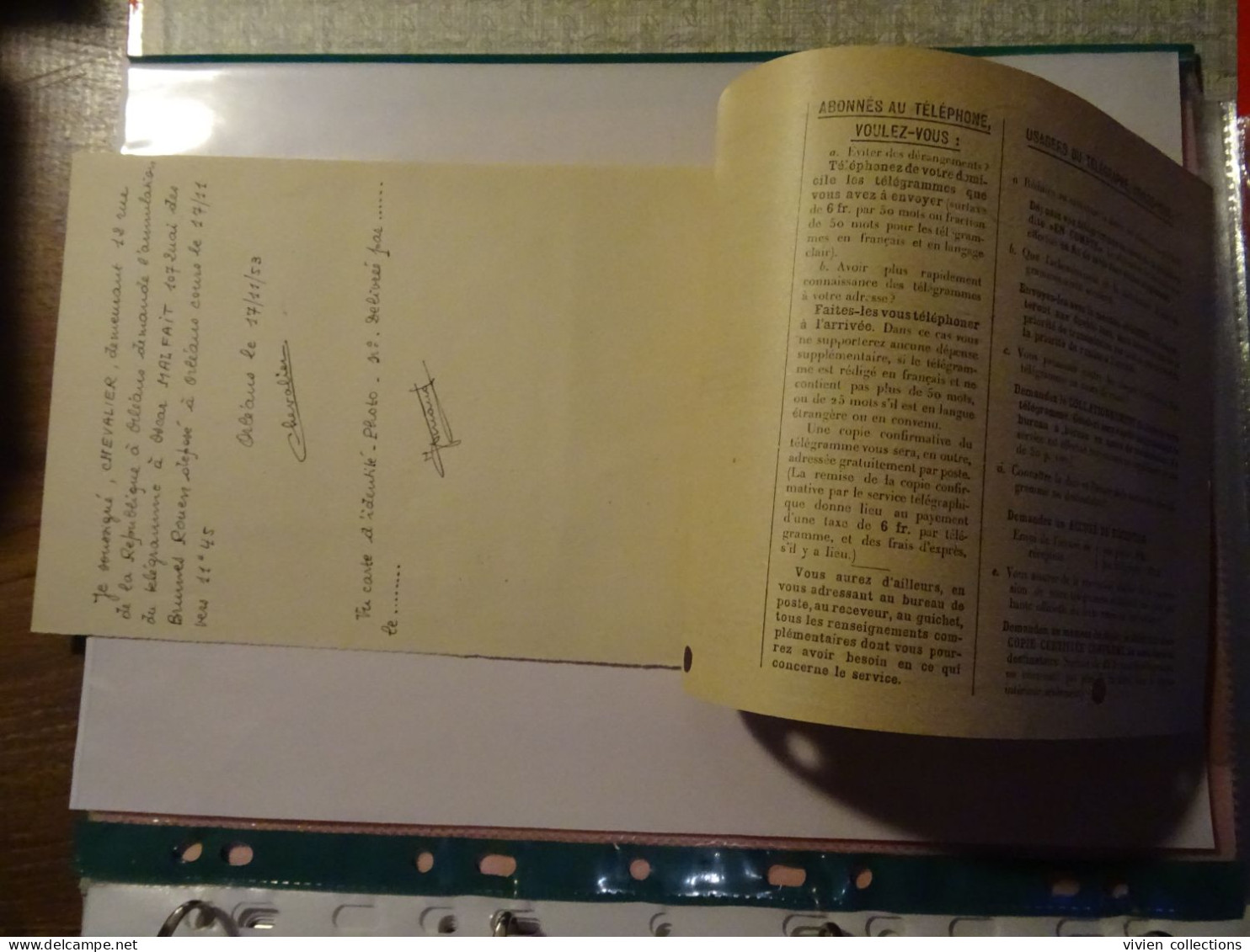 France cours pratique instruction Orléans 1953 télégramme annulé avant transmission et remboursement des taxes