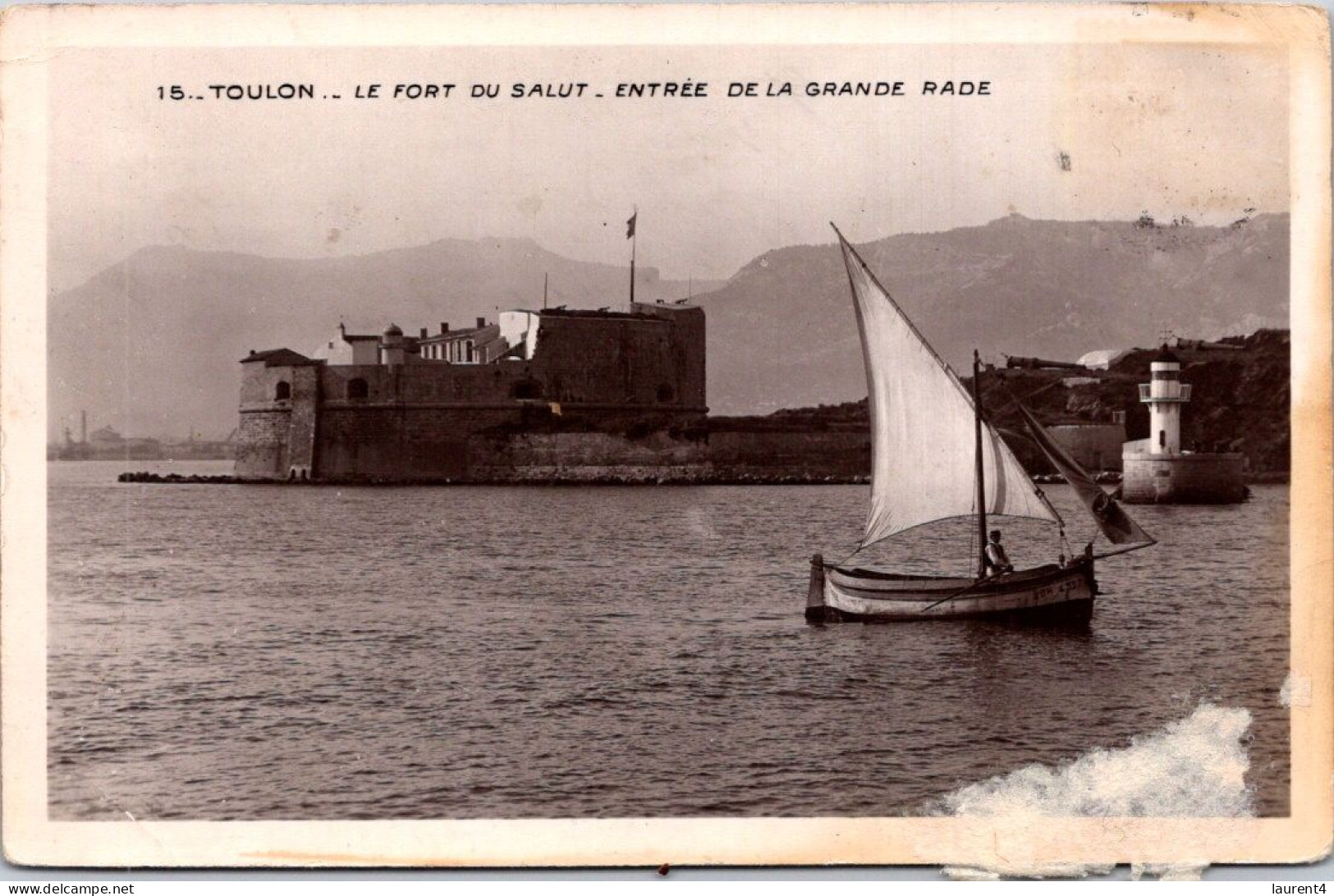 14-4-2024 (2 Z 2) VERY OLD - (posted - As Seen On Scan) B/w - France  - Phare Et Voilier A Toulon - Fari