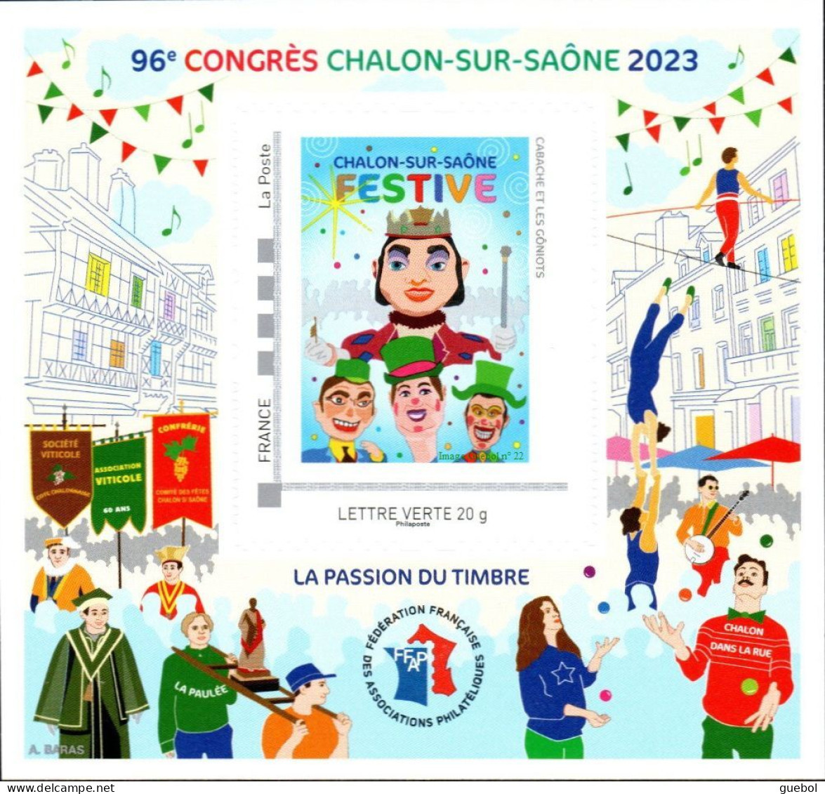 FFAP N° 22 De 2023 - Bloc Dentelé Autoadhésif - La Passion Du Timbre - Chalon Sur Saône - FFAP