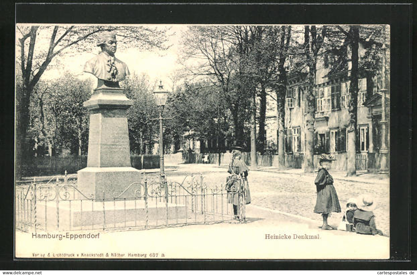 AK Hamburg-Eppendorf, Heinicke Denkmal Mit Kindern  - Eppendorf