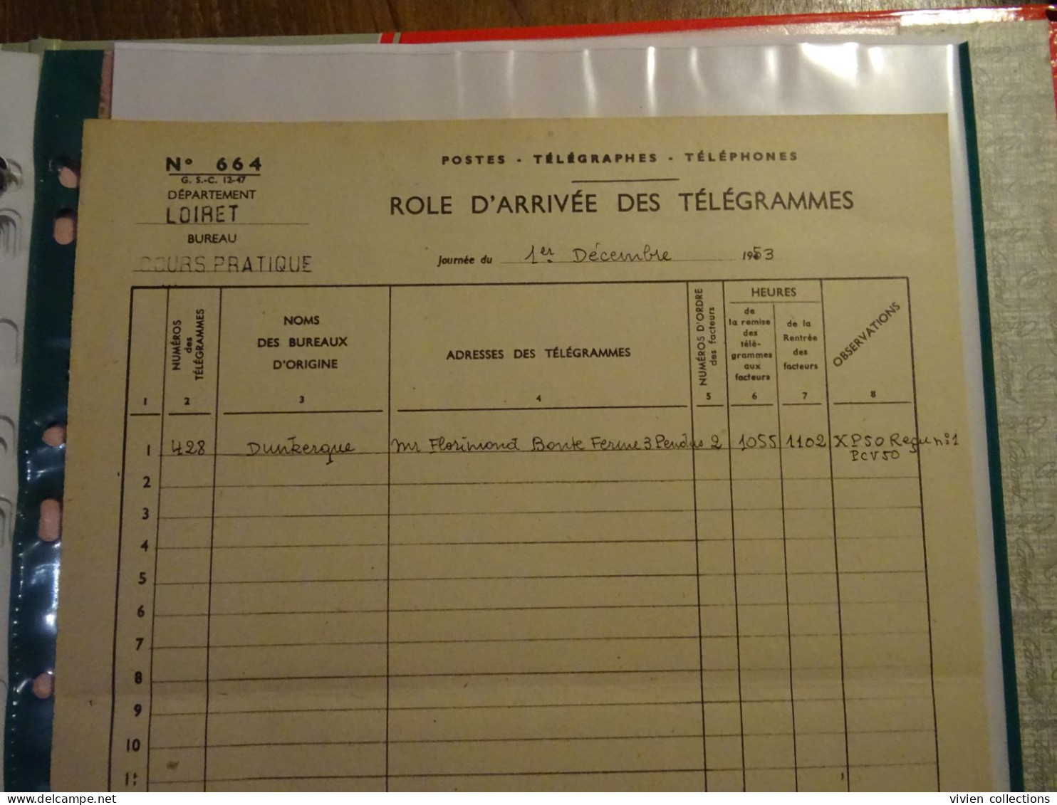 France cours pratique instruction Orléans 1953 télégramme Semoy ferme des 3 pendus rôle liquidation dépenses Dunkerque