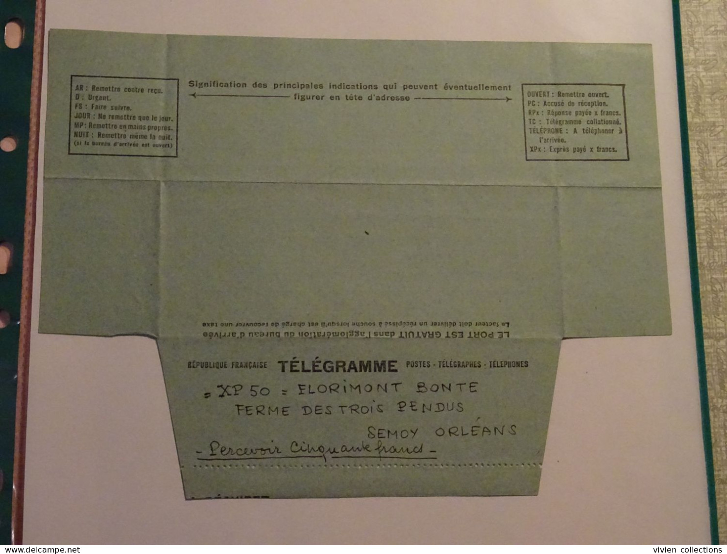 France cours pratique instruction Orléans 1953 télégramme Semoy ferme des 3 pendus rôle liquidation dépenses Dunkerque