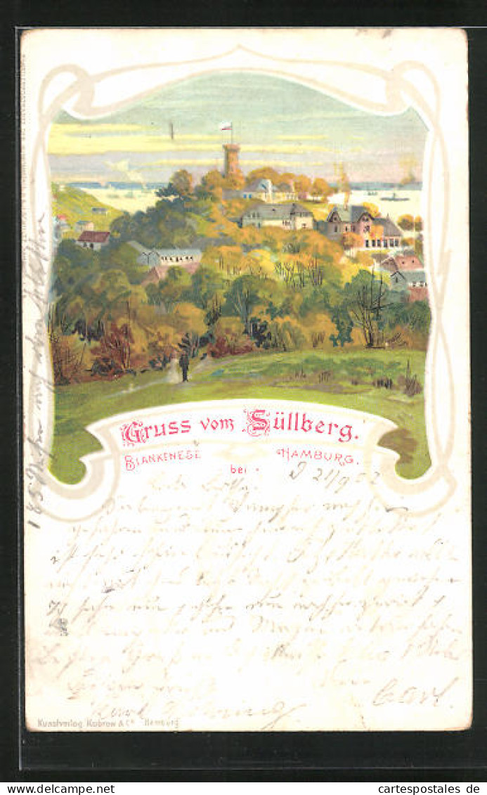 Lithographie Hamburg-Blankenese, Süllberg Im Goldenen Herbstlicht  - Blankenese