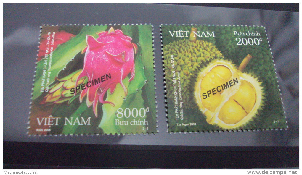 Vietnam Viet Nam MNH Perf SPECIMEN Stamps 2008 : Join Issue With Singapore / Fruit (Ms977) - Vietnam