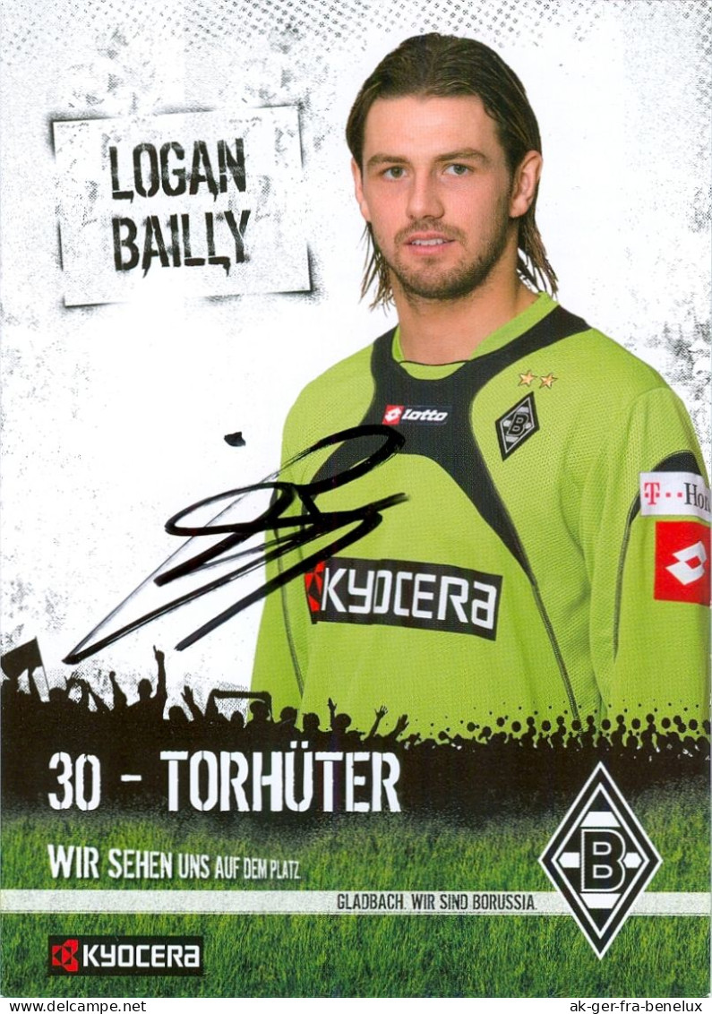 Fußball-Autogrammkarte AK Logan Bailly Borussia Mönchengladbach 08-09 Celtic Glasgow Neuchâtel Xamax FC Genk Mouscron - Handtekening