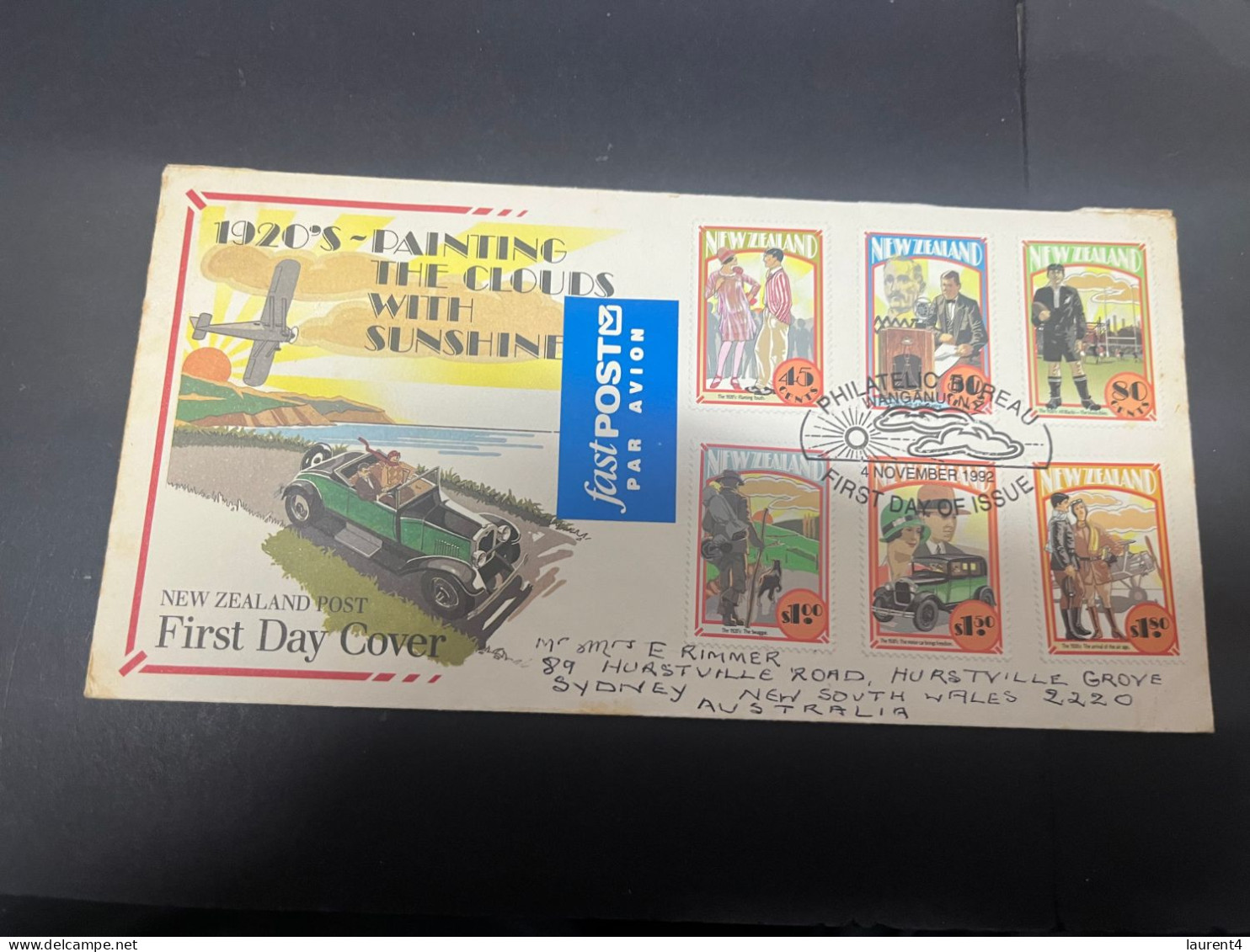 14-4-2024 (2 Z 4) FDC Used As Postage - New Zealand - Posted To Sydney 1992 - Painting The Clouds With Sunshine - FDC