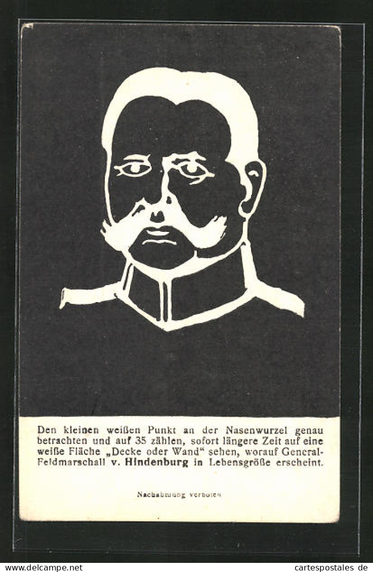 AK Darstellung Von Paul Von Hindenburg, Optische Täuschung  - Historical Famous People