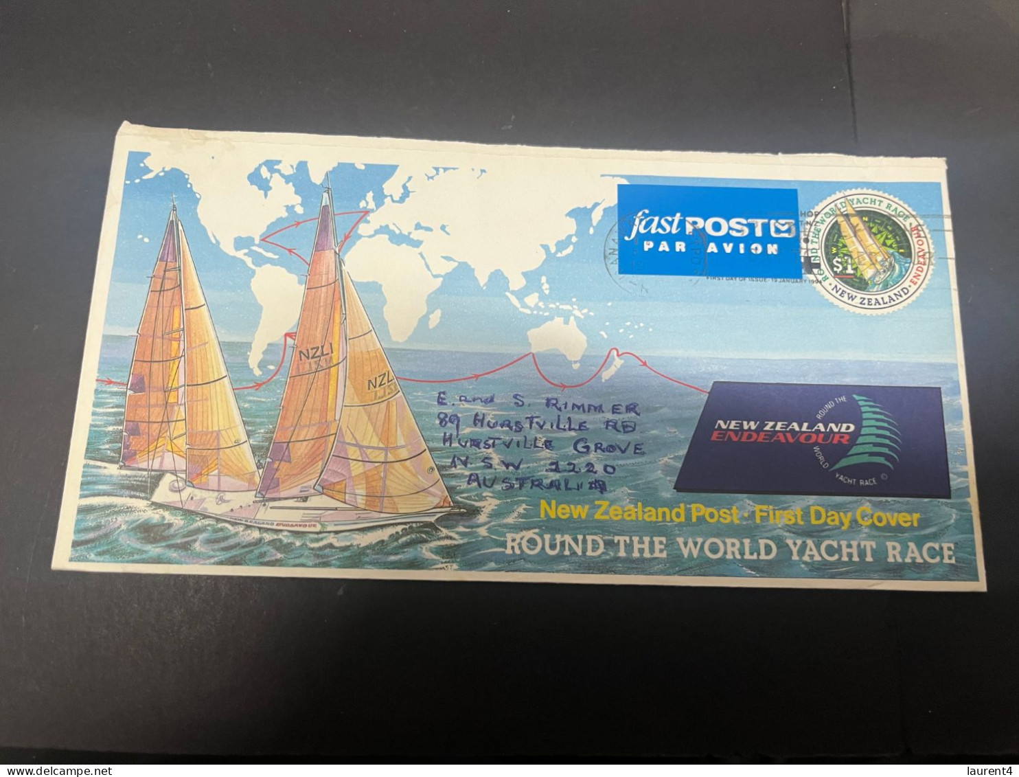 14-4-2024 (2 Z 4) FDC Used As Postage - New Zealand - Posted To Sydney - Round The World Yacht Race - Round Stamp - FDC